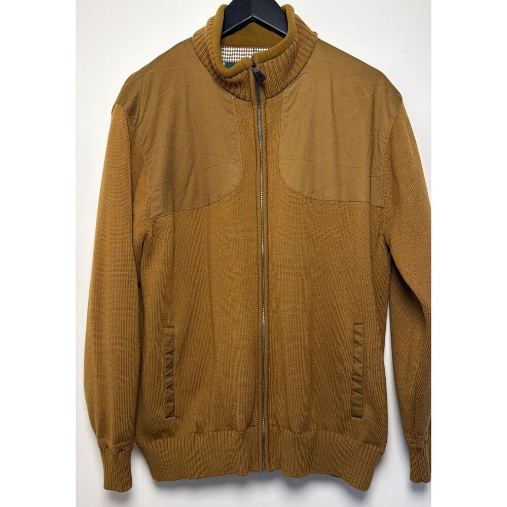 Orvis Men’s L Wool Blend Full Zip Sweater Jacket Brown Hunting Field Outdoors